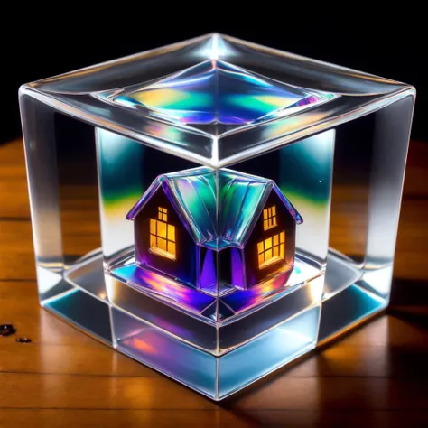 <lora:cubed_aquarium_v1:0.5>, cubed, frame, house, iridescent, in container, ice cube, bread