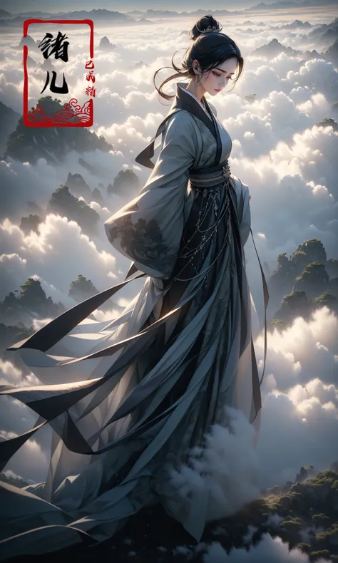 masterpiece, best quality, 32k uhd, insane details, intricate details, hyperdetailed, hyper quality, high detail, ultra detailed, Masterpiece,
Fairy in Cloudscloudfull bodyPanorama
A young woman in ancient China, above clouds, awed by the beauty below ...