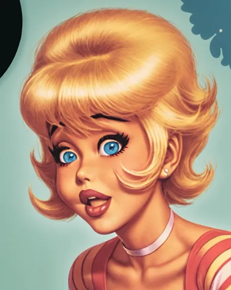 a close up of a cartoon of a woman with blonde hair