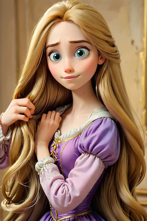 18yo buste, extremely long hair, holding her hair like a baby
<lora:Cine Princesses:1> Rapunzel
