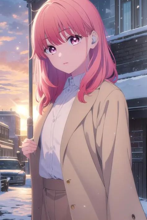 yukiitose, <lora:yuki itose-alpha-lora-nochekaiser:1>,
yuki itose, long hair, pink hair, red hair, (pink eyes:1.3),
BREAK shirt, long sleeves, jacket, white shirt, collared shirt, brown jacket,
BREAK outdoors, city, snow, snowflake, sun, clouds,
BREAK look...