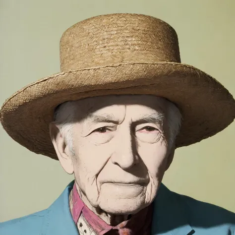 <lora:ADNYWARHOLSTYLE:1> adnywarholstyle an elderly man wearing a straw hat