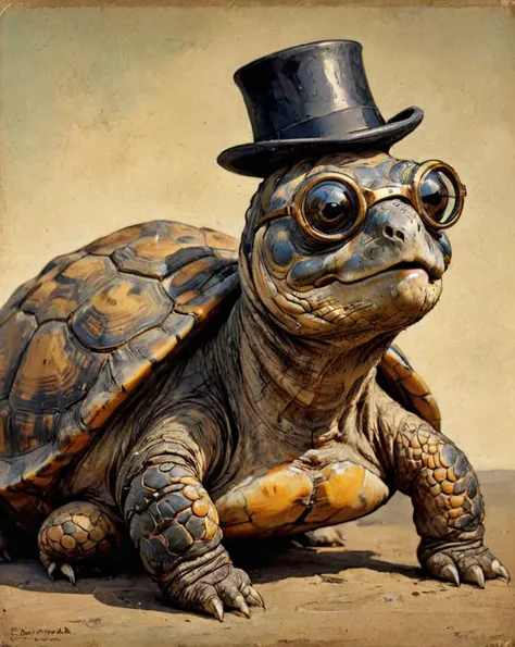 8k, Old Tortoise wearing a monocle, soft focus, Film Washi, ultra high res, art by Edward Weston, (Ed Roth:1.0) , <lora:EldritchArt1.0:0.8>