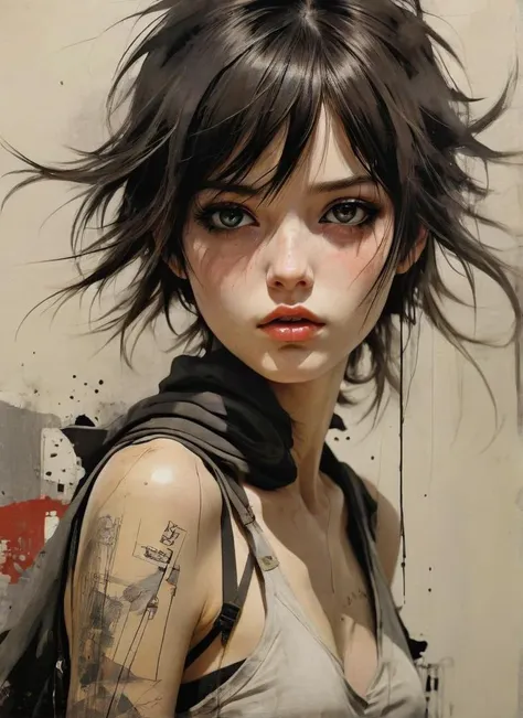 (designed by Russ Mills:1.0) and Loui Jover, Anime, young girl, Panorama, 800mm lens, contest winner, HDR, grim