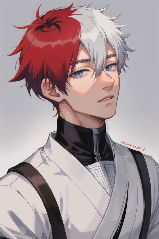 a drawing of a man with red hair and white hair