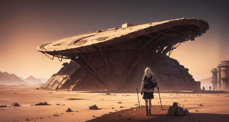 girl walking in abandoned mars base