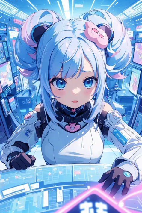 (kawaii character:1.4), 
cyber princess,
she is diving her mind into the cyber network,
(special effects),
masterpiece, best quality,
crisp image, sharp image, clear image, unreal image, 
extremely detailed background,