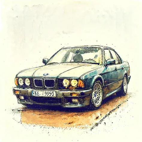 bmw e34 in year 3990, <lora:Cute_Drawing:1>