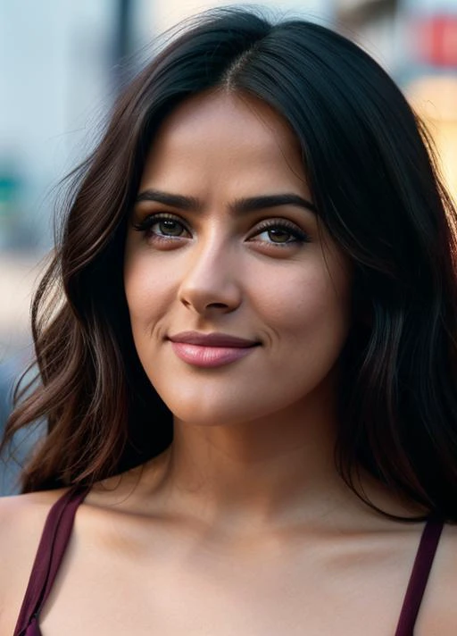 a close up of a woman with long hair wearing a bra top