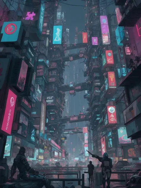 extremely detailed (((micro photo))) of a Cyberpunk city at midday