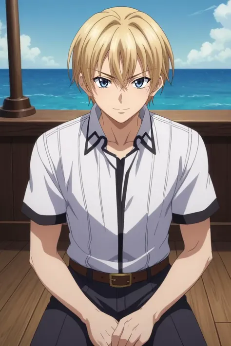 score_9, score_8_up, score_7_up, source_anime, rating_safe, , anime screencap, anime coloring, official style, looking at viewer, , 1boy, solo, male focus, <lora:yuuto_kiba_pony:0.98>, yuuto_kiba, blonde hair, blue eyes, short hair, hair between eyes, mole...