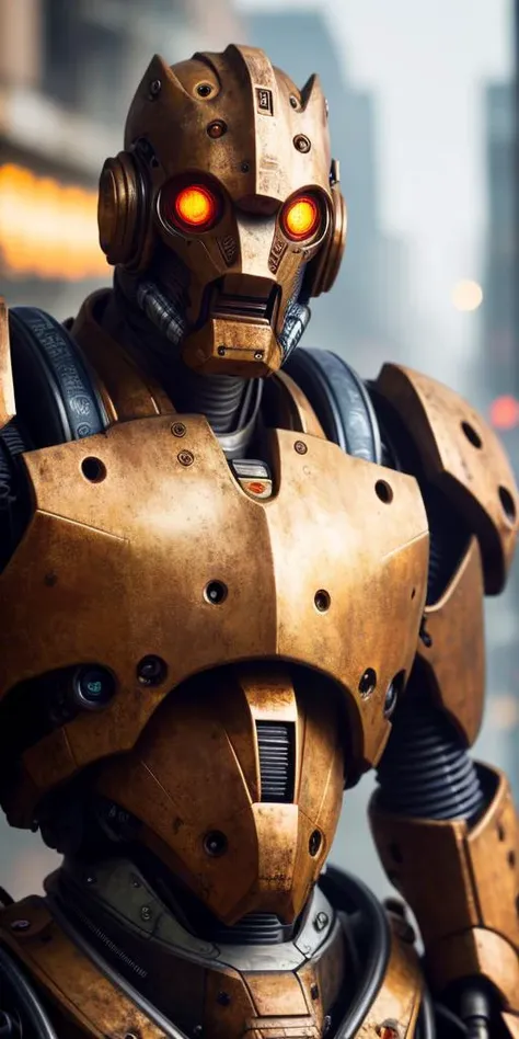 portrait photo of an alpha male in a worn mech suit, ((light bokeh)), intricate, (steel metal [rust]), elegant, sharp focus, pho...