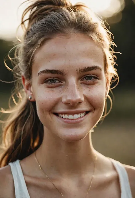 a close up of a woman with a necklace on her neck