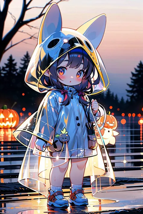 masterpiece,best quality,4k,
1girl,raincoat,pop style,glowing,solo,looking at viewer,halloween,pumpkin,blush,long hair,bangs,brown hair,animal ears,brown eyes,standing,outdoors,shoes,blurry,tree,see-through,night,blurry background,animal hood,
<lora:Glowin...