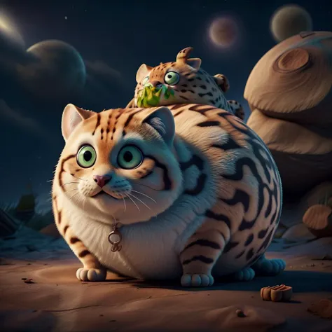 Floating balloon shaped like a <lora:Round_animal:0.8> round animal Sand cat, cute in space battlefield <lora:LowRa:0.5> <lora:add_detail:0.5>, colorful 3D cartoonish, <lora:CinnamonBunStyle:0.5> CinnamonBunStyle, (Masterpiece:1.3) (best quality:1.2) (high...