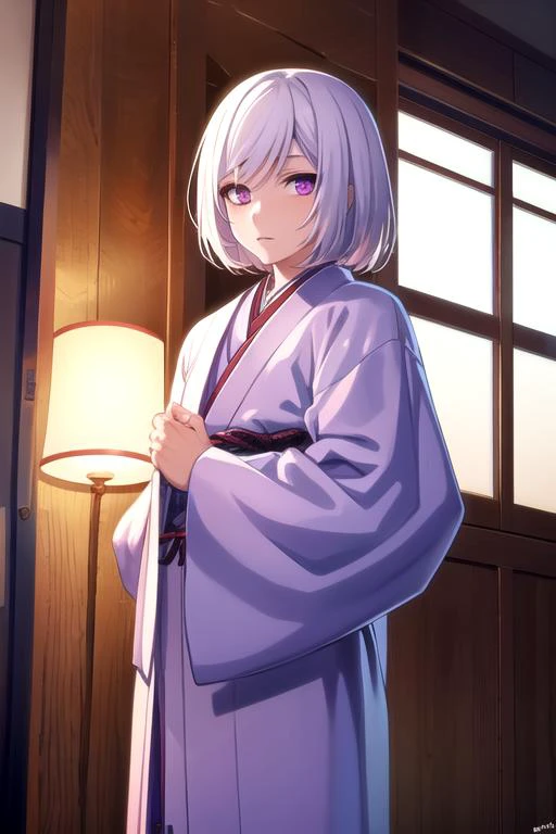 masterpiece, best quality, game cg, 1boy, solo, male focus, looking at viewer, , , <lora:cutthroat_akudama_drive:0.70>, cutthroat_akudama_drive, white hair, purple eyes, , feudal japan, 12k resolution