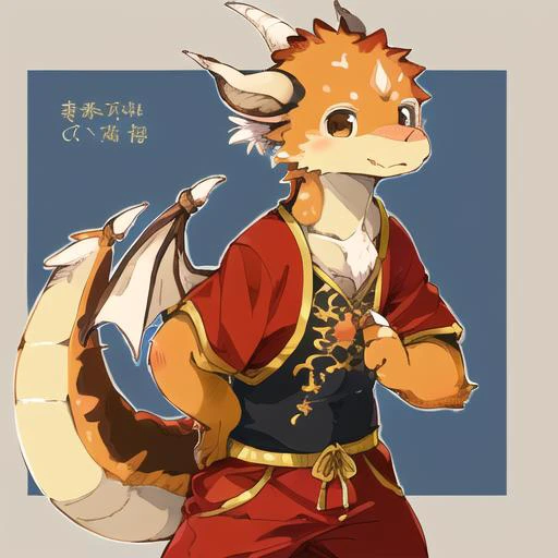 (masterpiece:1.2),(anatomically correct:1.1), standing, Kemono, (dragon), solo,  dragon wings, (character reference:1.2), unique clothes, ((manmosu marimo:0.6)), (e621:1.0), countershading, multicolored black fur, unique design,