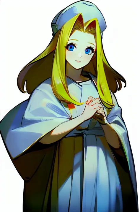 a cartoon picture of a woman with long blonde hair and a cape