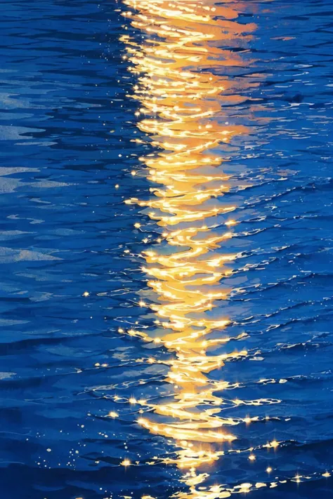 no humans, traditional media, beach, outdoors, waves, ocean, painting (medium), water, scenery, sand, shore, night, sparkle, sky, watercolor (medium), (illustration:1.0), masterpiece, best quality, <lora:waterss:0.7>