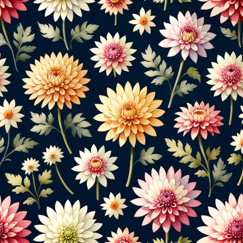 <lora:Allover-Floral:.9> Ditsy, Floral, Chrysanthemum, Dahlia, Flat, Botanical, Watercolor