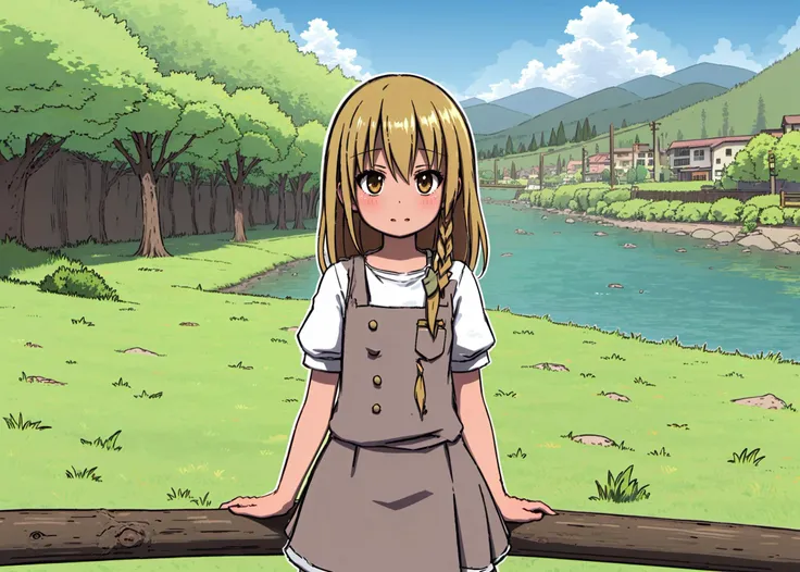 1girl, (kirisame marisa:1.2), (cowboy shot, jaggy lines, white outline), outdoors, nature, river, riverside, rocks, grass
 <lyco:radiopulsar_v3-000015-32rank:1>