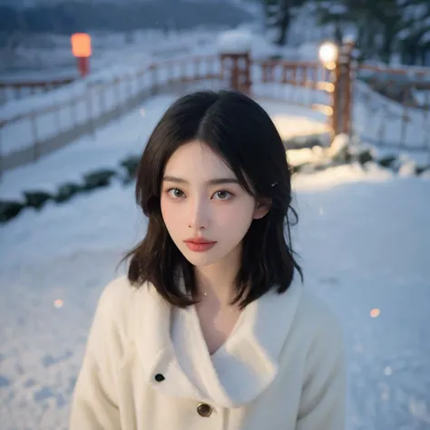 cinematic film still thai, beautiful face, beautiful eyes, mountain climber reaching the summit, jacket, snow, snowing, happy, looking at viewer, from above  <lora:thai:1> . shallow depth of field, vignette, highly detailed, high budget, bokeh, cinemascope...