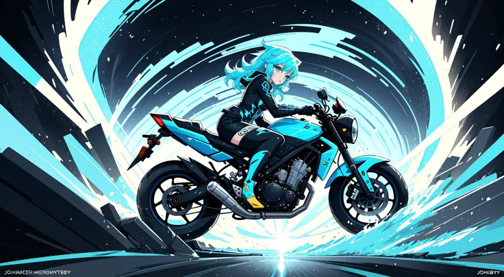 girl, vehicle, cute, lovely,, a comic book panel by John Brown Abercromby , [:anime line art:0.2], Thunder and Elemental and Light and solar themed, epic splash art , rasquache, , abstract, pixel art by Carne Griffiths , [:anime line art:0.2], Crystal and ...