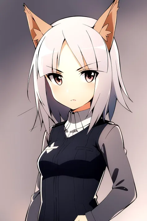 1girl, edytha, military uniform, animal ears