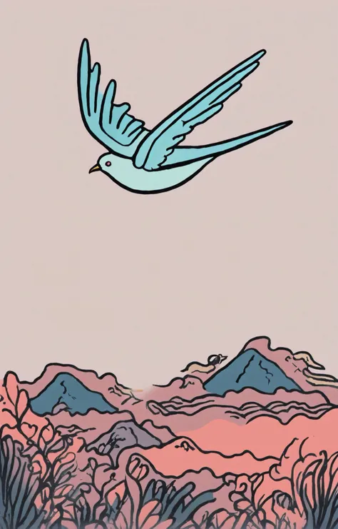 pastel-hued tattoo, Graffiti Comic, a tattoo of a swallow flying, <lora:Graffiti Comic:1>, masterpiece, best quality