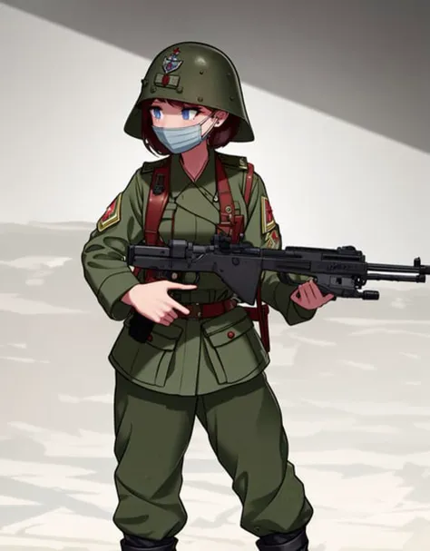 a cartoon soldier with a mask on holding a gun