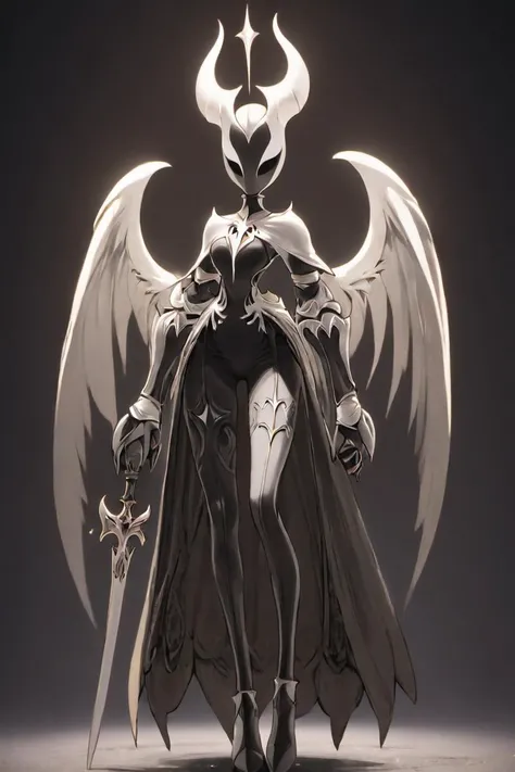 <lora:FFTJobs XL:1.25> sexy female hollow knight seraph, full body, game art style, (masterpiece),  best quality, highres, 4k, 8k, Detailed Illustration, intricate detail, cinematic lighting, amazing quality, 1girl, fit female, amazing shading, soft lighti...