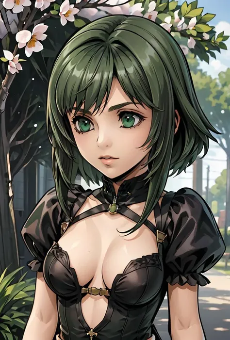 (masterpiece, best quality), 1girl, Spring green Textured Shag Cut, Size F breasts,  <lora:dissidia_v0_2_prod:0.8> dissidia