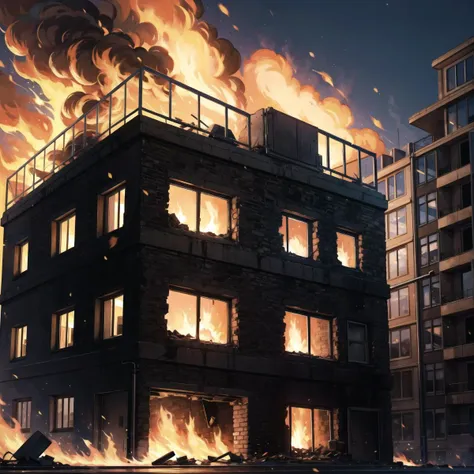 burning building