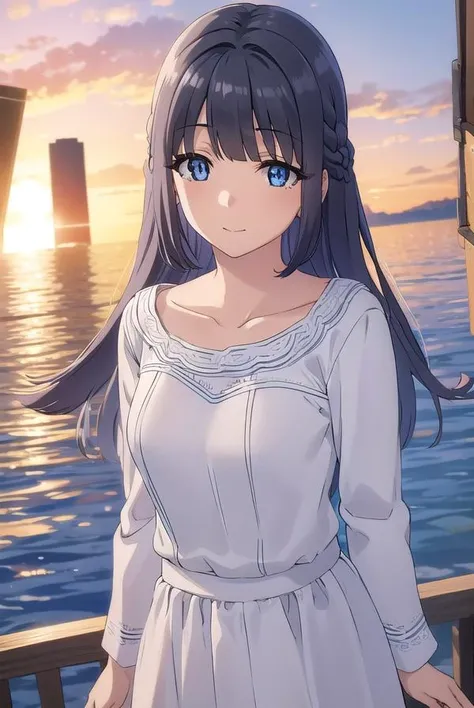 shoukomakinohara, <lora:shouko makinohara s1movie-lora-nochekaiser:1>, 
shouko makinohara, blue eyes, black hair, braid, smile,
BREAK long hair, long sleeves, dress, collarbone, white dress,
BREAK outdoors, beach,
BREAK looking at viewer, (cowboy shot:1.5)...