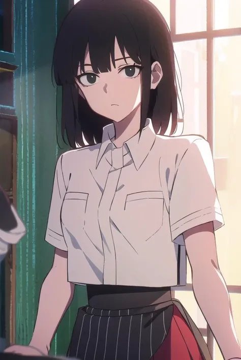 lingqiao, <lyco:lingqiao-LYCORIStest:1>, 
ling qiao, bangs, black hair, medium hair, (black eyes:1.5),
BREAK skirt, shirt, white shirt, short sleeves, collared shirt, black footwear, red skirt, sandals, pocket, long skirt, shirt tucked in, breast pocket,
B...