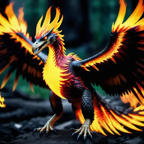 (half crocodile) half flameless phoenix,<lora:Phoenix:0.68>,terrifying glowing eyes,flameless wings,<lora:phoenix:0.68>,