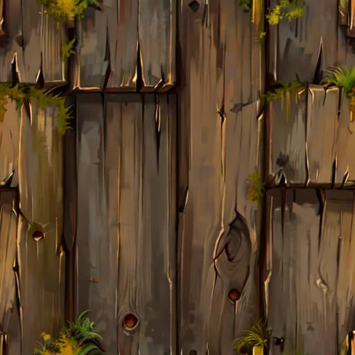 wowtexture of very old wooden plank wall with some broken planks and metal nails and some moss, seamless <lora:sxz-wowtexture-v2:0.8>