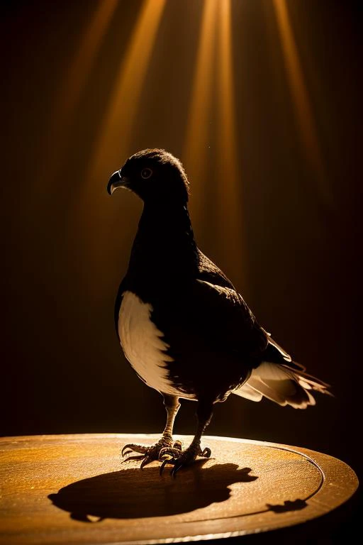 an concept art of alchemic element - European Black Grouse (Tetrao tetrix): A magnificent bird with a striking appearance, the male showcases glossy black feathers and a distinctive lyre-shaped tail. The bright red wattles above the eyes and bright yellow ...