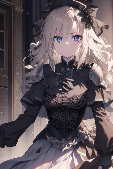 kriemhild, <lyco:kriemhild-lyco-nochekaiser:1>,
kriemhild, blue eyes, long hair, mole, mole under eye, pale skin, white hair, wavy hair,
BREAK ascot, black capelet, black dress, black flower, black gloves, black headwear, black rose, capelet, dress, flower...