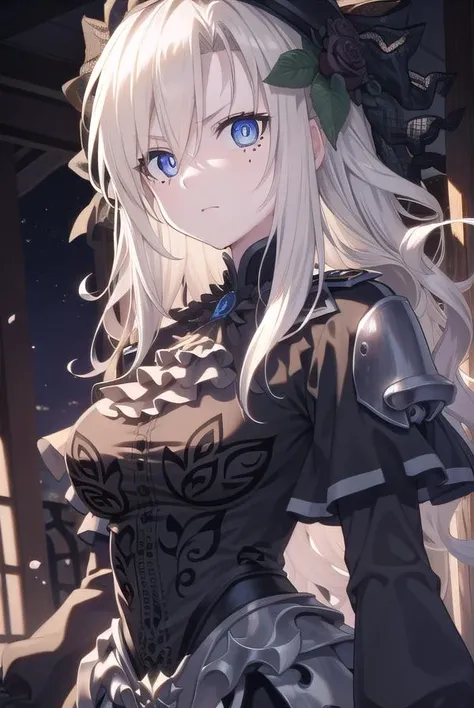 kriemhild, <lyco:kriemhild-lyco-nochekaiser:1>,
kriemhild, blue eyes, long hair, mole, mole under eye, pale skin, white hair, wavy hair,
BREAK ascot, black capelet, black dress, black flower, black gloves, black headwear, black rose, capelet, dress, flower...