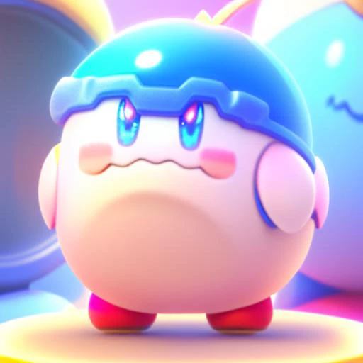 masterpiece, (blank background),((kirby)),standing,cute smiling face,((Pink soft round body)),red shoes,rosy cheeks,blue eyes,unreal engine