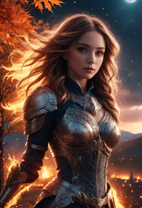 (inspired by Alena Aenami:0.5), magical wallpaper of a beautiful girl in paladin_uniform holding a (mythril_sword:1.2), (divine magic), (hair movement:1.15), (hero:1.1), sparks, fire armor,
at night, city on fire, mass_destruction, (falling leaves:1.1), (l...