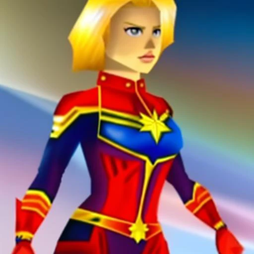 Captain Marvel, blonde hair, n64style <lora:icbin64:1.2> <lora:Captain Marvel:.4>