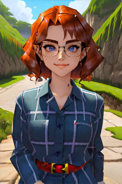 <lora:icbin64:1.0> <lora:bzl:0.8>, n64, n64style, screenshot of a nintendo 64 game, bzl_test, short curly brown hair, (grey|blue) eyes, glasses, flannel shirt, (freckles:0.4), closed smile, <lora:detailslider:0.5>, masterpiece, 8k, high resolution, shallow...