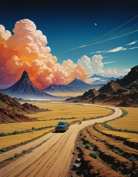 professional photograph of a immaterial and epic landscape  by  Katsuhiro Otomo and Arik Brauer and joel meyerowitz , bold lines, hyper detailed, dark limited palette, dramatic lighting,  (intricate details, masterpiece, best quality:1.4),
<lora:add-detail...