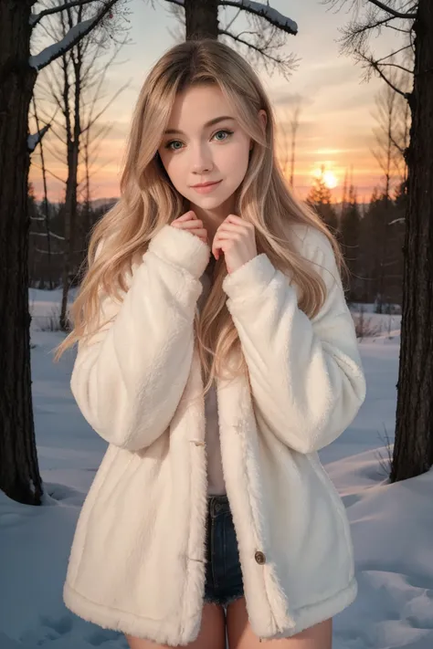 full body film photo of blonde 30yo woman in winter forest wearing comfy fuzzy jacket, wide angle, bokeh, cinematic, sunset, contrast epiCRealism dizzykitten  <lora:DetailedEyes_V3:1>  <lora:thedizzykitten_sd15_512_128_64_v1:1>