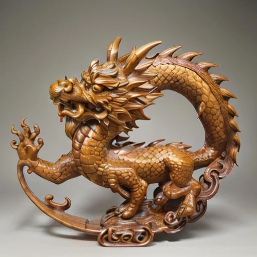 a close up of a statue of a dragon on a stand