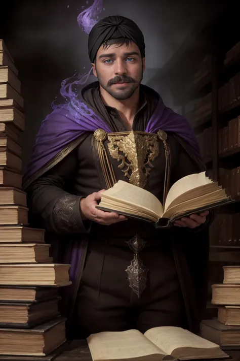 arafed man in a purple cloak and black robe holding a book