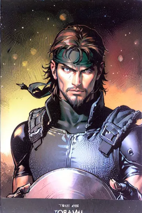 a close up of a comic book cover with a man in armor