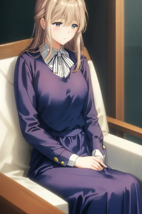 <lora:merge:0.8>, 1girl, violet evergarden, white shirt, full body, close up, sitting,